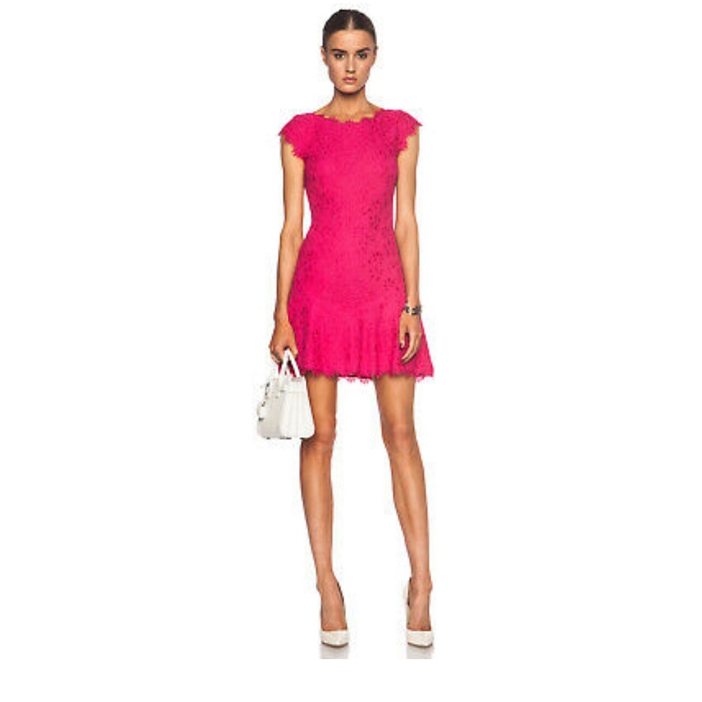 Diane Von Furstenberg DVF Hot Pink Lace Dress